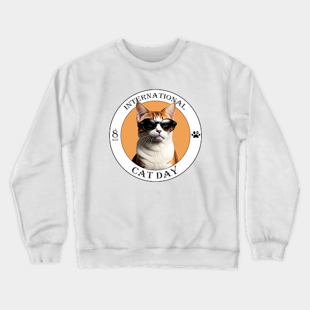 8 AUG, International Cat Day Crewneck Sweatshirt by DMS DESIGN